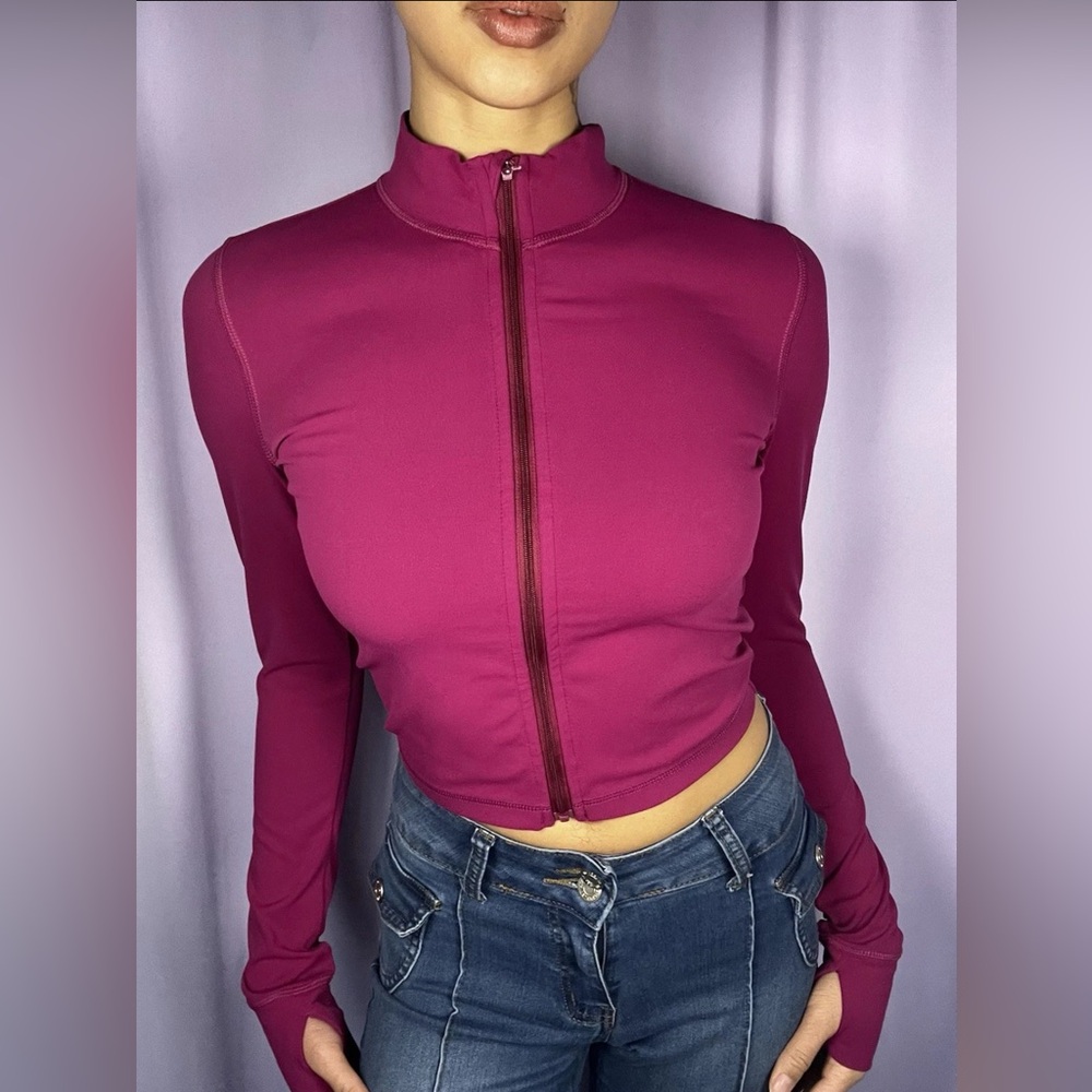 Magenta Athletic Zip-Up Sportswear Jacket Size XXS Butterluxe Track Gym Yoga